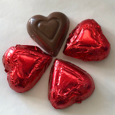 Solid Foil Wrapped Chocolate Hearts