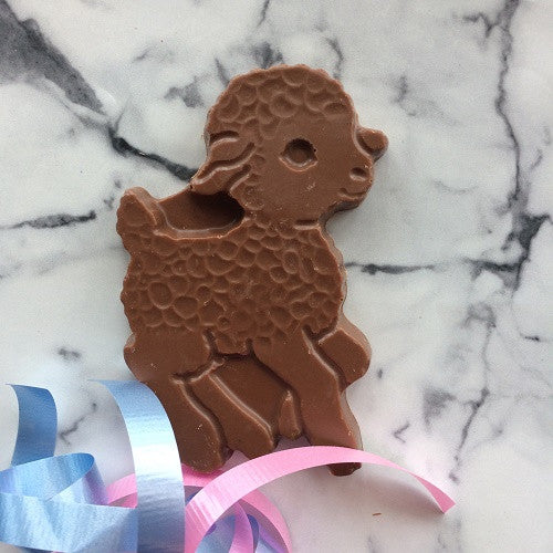 Chocolate lamb is a sweet choice for a baptism or first commumion