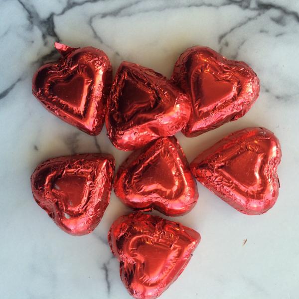 Red Foil Wrapped Milk Chocolate Hearts